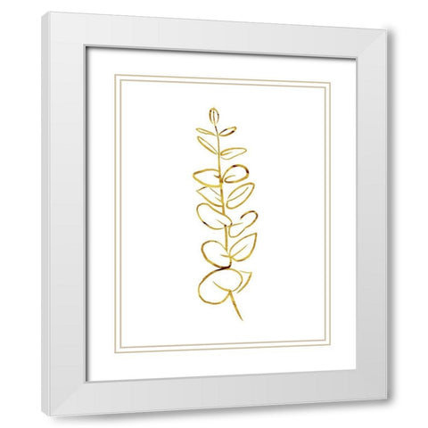 Simple Gold Flowers 3 White Modern Wood Framed Art Print with Double Matting by Villa, Milli