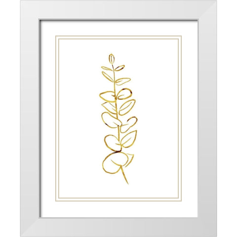 Simple Gold Flowers 3 White Modern Wood Framed Art Print with Double Matting by Villa, Milli