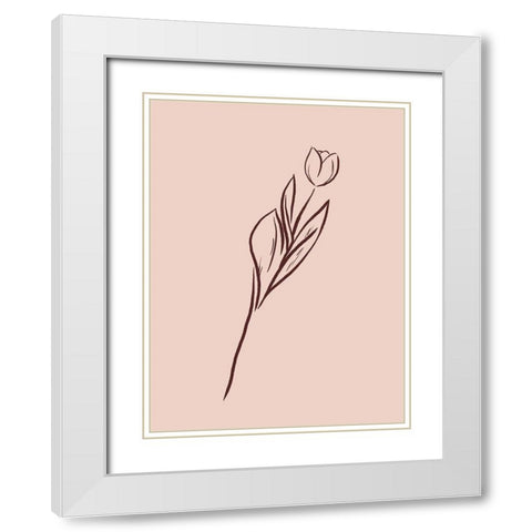 Simple Rose Flowers 2 White Modern Wood Framed Art Print with Double Matting by Villa, Milli