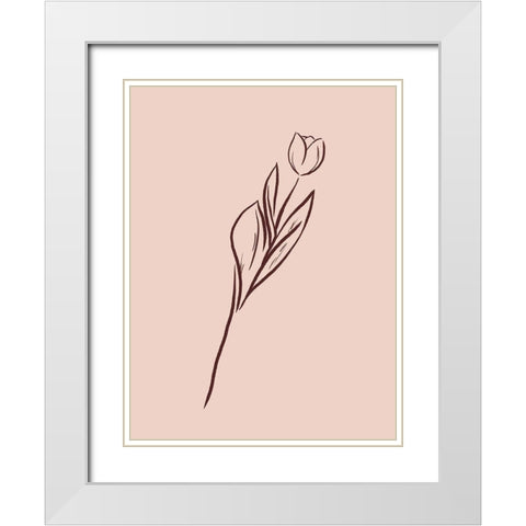 Simple Rose Flowers 2 White Modern Wood Framed Art Print with Double Matting by Villa, Milli