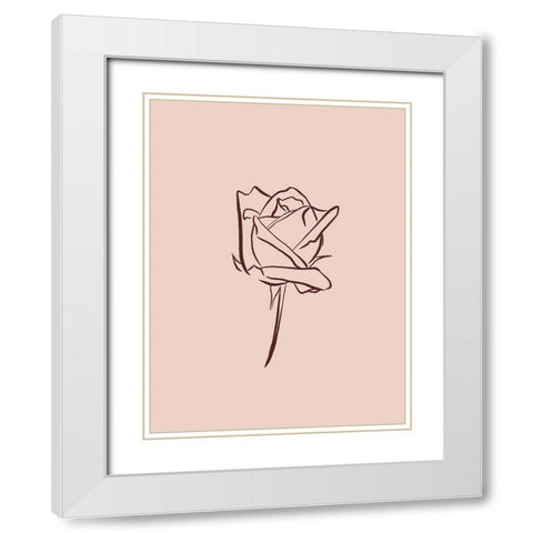 Simple Rose Flowers 4 White Modern Wood Framed Art Print with Double Matting by Villa, Milli