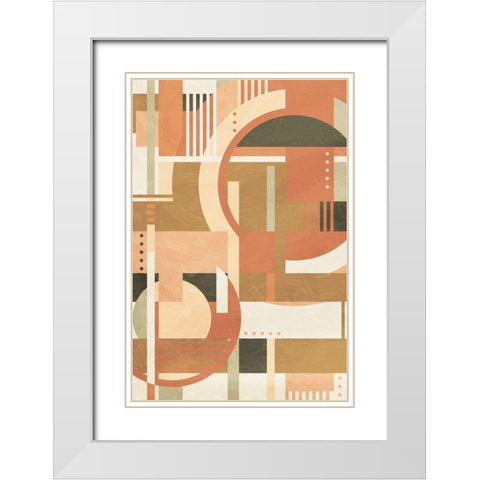 Geo Puzzle Boho Style White Modern Wood Framed Art Print with Double Matting by Villa, Milli