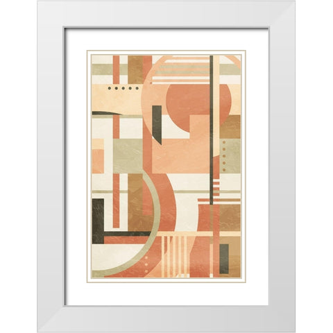 Geo Puzzle Boho Style Mate White Modern Wood Framed Art Print with Double Matting by Villa, Milli