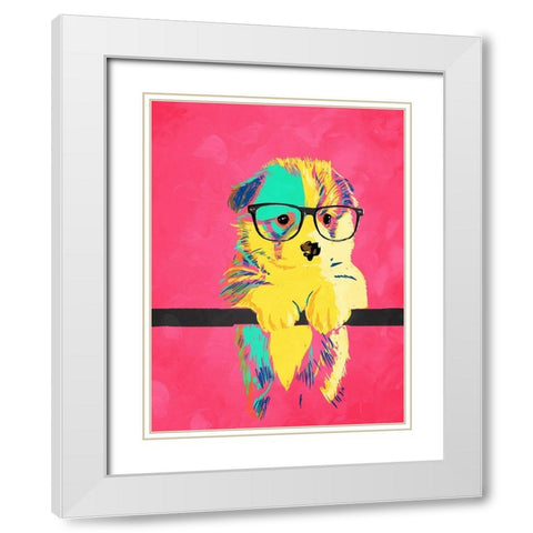 Puppy Vision White Modern Wood Framed Art Print with Double Matting by Villa, Milli