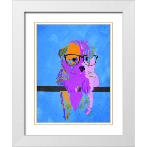Puppy Vision V2 White Modern Wood Framed Art Print with Double Matting by Villa, Milli