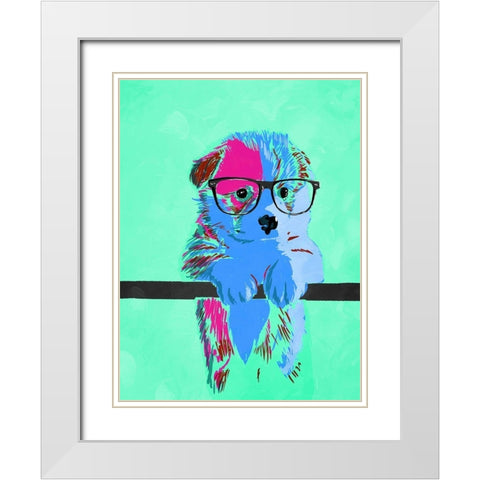 Puppy Vision V3 White Modern Wood Framed Art Print with Double Matting by Villa, Milli