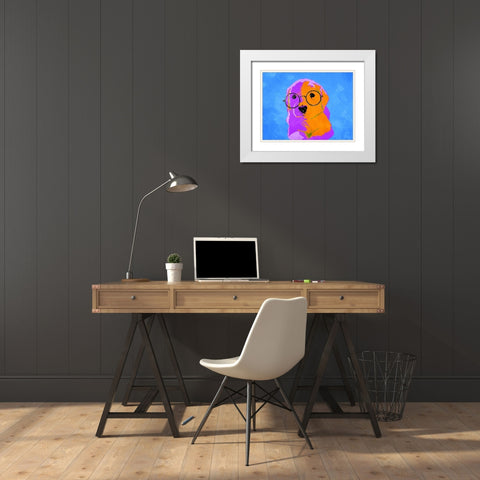 Puppy Eyes V2 White Modern Wood Framed Art Print with Double Matting by Villa, Milli