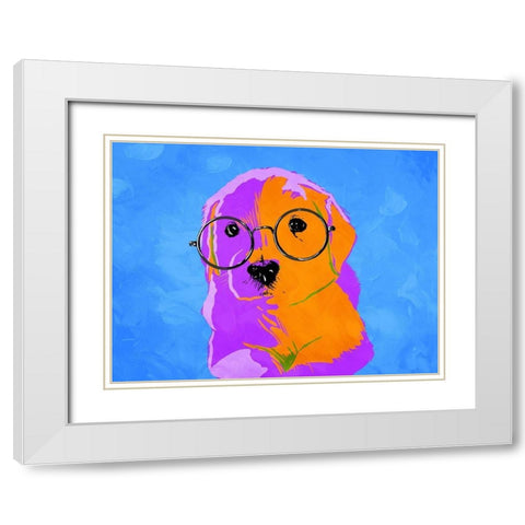 Puppy Eyes V2 White Modern Wood Framed Art Print with Double Matting by Villa, Milli