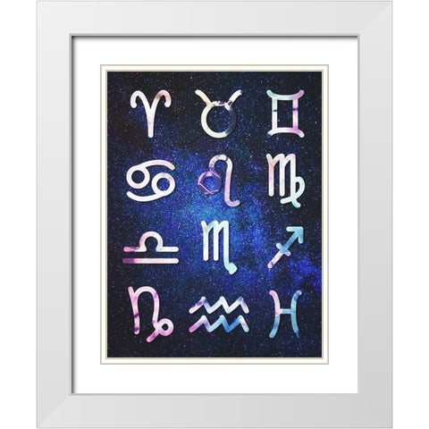 Symbol Zodiac Tie Dye Reverse White Modern Wood Framed Art Print with Double Matting by Villa, Milli