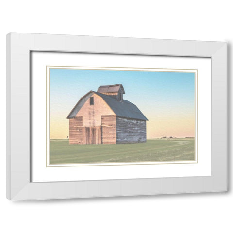 Sunset Pastel Barn White Modern Wood Framed Art Print with Double Matting by Villa, Milli