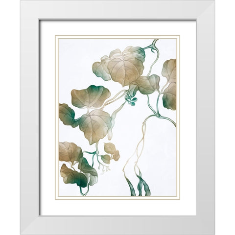 Windy Autumn Leaves 1 White Modern Wood Framed Art Print with Double Matting by Villa, Milli