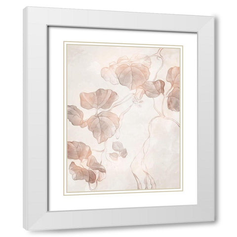 Soft Boho Leaves 1 White Modern Wood Framed Art Print with Double Matting by Villa, Milli