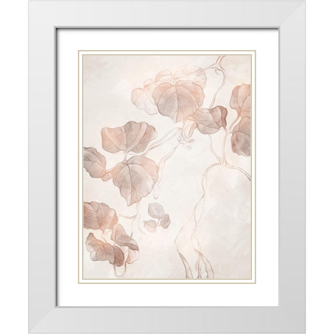 Soft Boho Leaves 1 White Modern Wood Framed Art Print with Double Matting by Villa, Milli