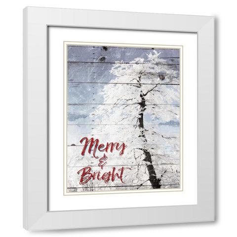 Merry and Bright White Modern Wood Framed Art Print with Double Matting by Villa, Milli