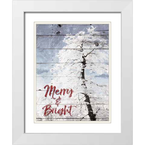 Merry and Bright White Modern Wood Framed Art Print with Double Matting by Villa, Milli