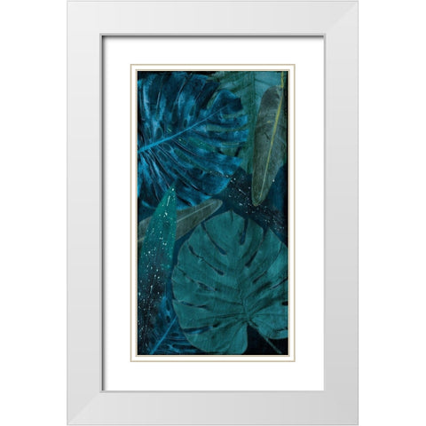 Teal Floral Arrangement White Modern Wood Framed Art Print with Double Matting by Villa, Milli