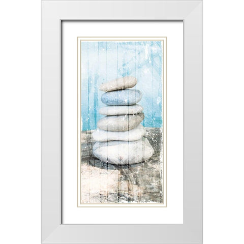 Stacked Rocks At Sea White Modern Wood Framed Art Print with Double Matting by Villa, Milli