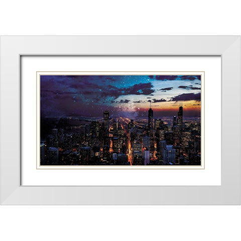 Chicago Skyline White Modern Wood Framed Art Print with Double Matting by Villa, Milli