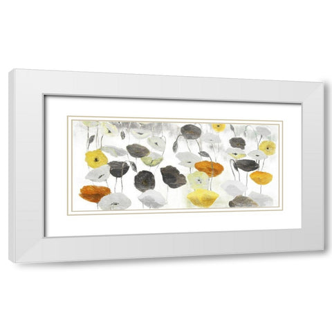 Yellow Grey Poppies White Modern Wood Framed Art Print with Double Matting by Villa, Mlli