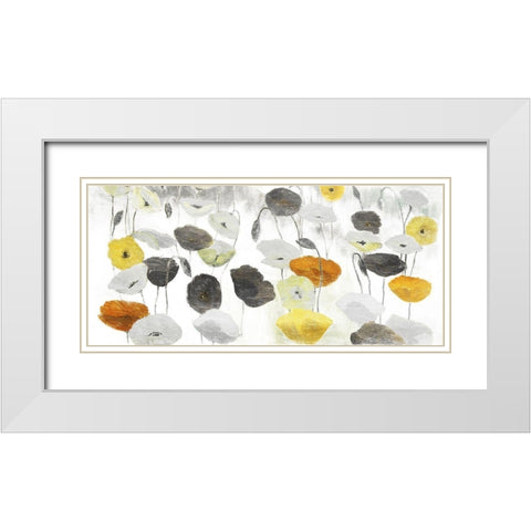 Yellow Grey Poppies White Modern Wood Framed Art Print with Double Matting by Villa, Mlli
