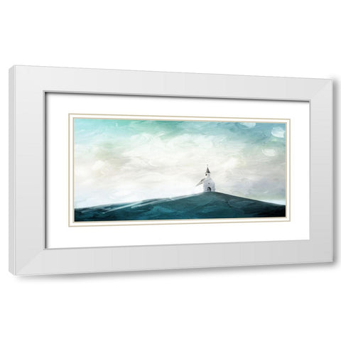 Church On A Hill White Modern Wood Framed Art Print with Double Matting by Villa, Mlli