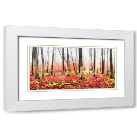 Fall In The Woods White Modern Wood Framed Art Print with Double Matting by Villa, Mlli