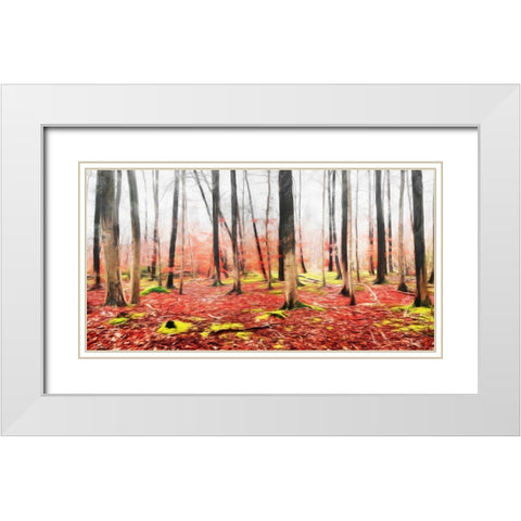 Fall In The Woods White Modern Wood Framed Art Print with Double Matting by Villa, Mlli