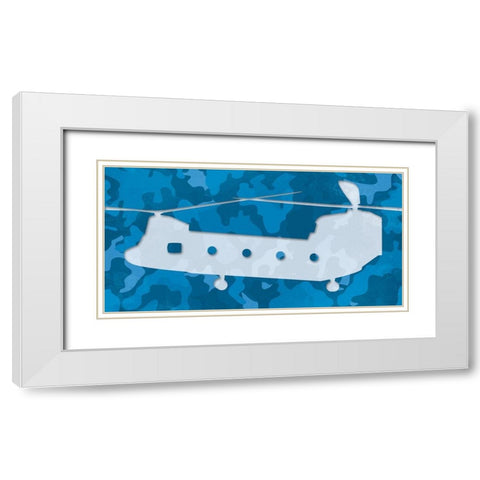 Blue Long Chopper White Modern Wood Framed Art Print with Double Matting by Villa, Mlli