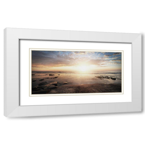 Walk On The Beach White Modern Wood Framed Art Print with Double Matting by Villa, Mlli