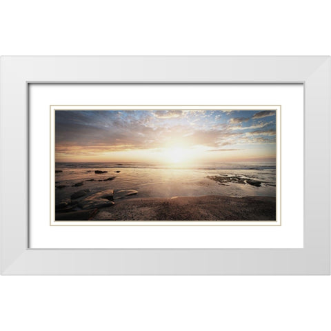 Walk On The Beach White Modern Wood Framed Art Print with Double Matting by Villa, Mlli