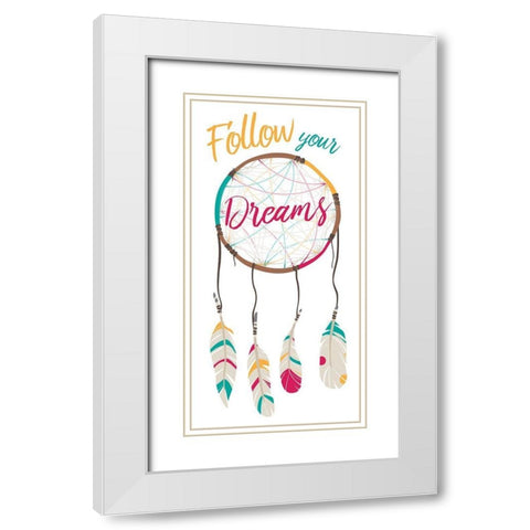 Follow Your Dreams White Modern Wood Framed Art Print with Double Matting by Villa, Mlli