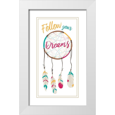 Follow Your Dreams White Modern Wood Framed Art Print with Double Matting by Villa, Mlli