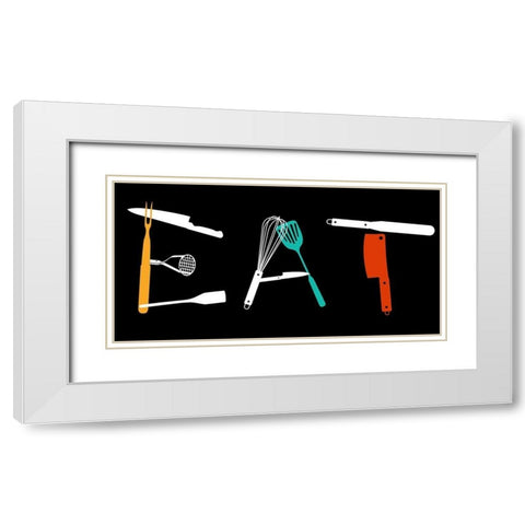 Eat White Modern Wood Framed Art Print with Double Matting by Villa, Mlli