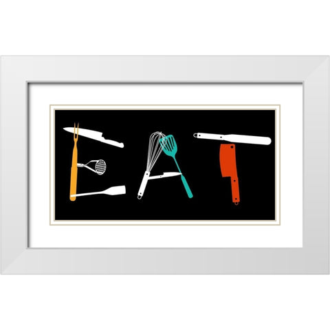Eat White Modern Wood Framed Art Print with Double Matting by Villa, Mlli
