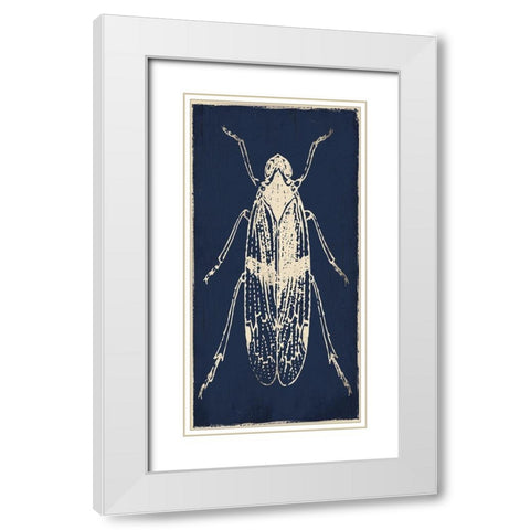 Bug Life Blue One White Modern Wood Framed Art Print with Double Matting by Villa, Milli