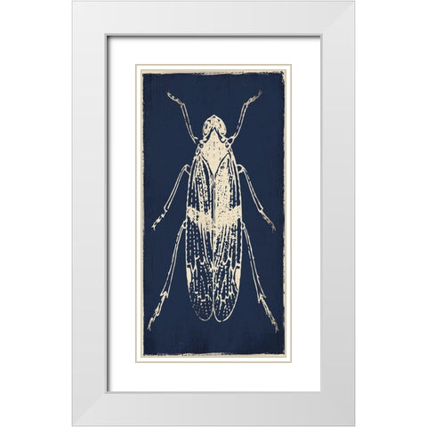 Bug Life Blue One White Modern Wood Framed Art Print with Double Matting by Villa, Milli