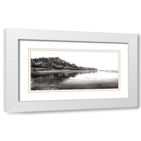 Black And White Beach White Modern Wood Framed Art Print with Double Matting by Villa, Mlli