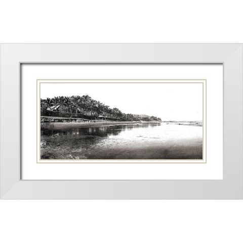 Black And White Beach White Modern Wood Framed Art Print with Double Matting by Villa, Mlli