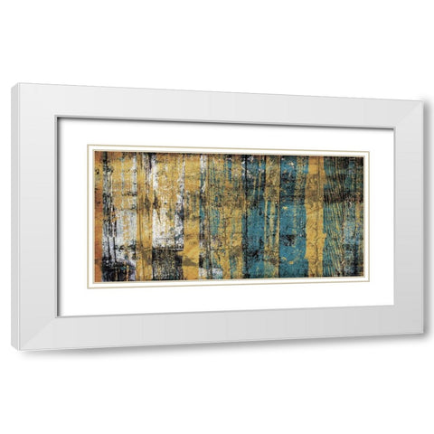 Wood Gold Blue White Modern Wood Framed Art Print with Double Matting by Villa, Mlli
