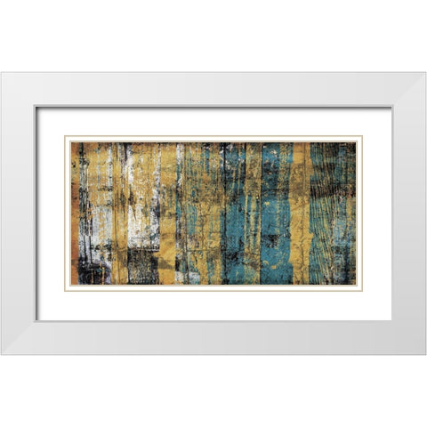 Wood Gold Blue White Modern Wood Framed Art Print with Double Matting by Villa, Mlli