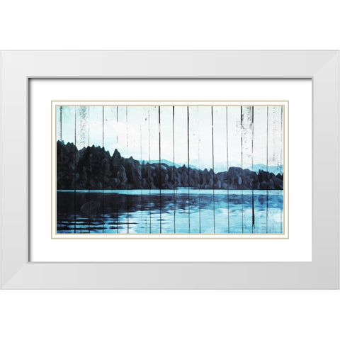 Abstract On The Lake White Modern Wood Framed Art Print with Double Matting by Villa, Mlli