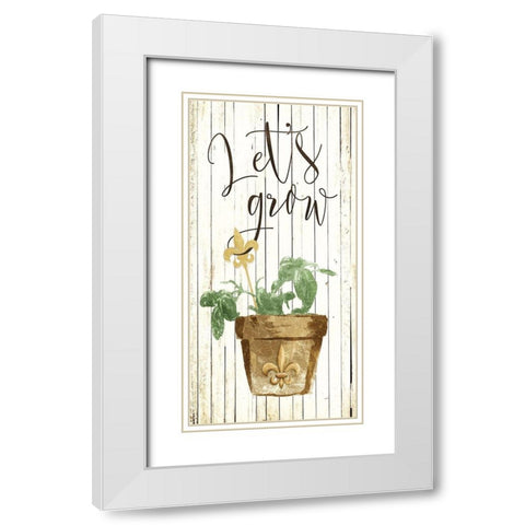 Lets Grow Cream White Modern Wood Framed Art Print with Double Matting by Villa, Mlli