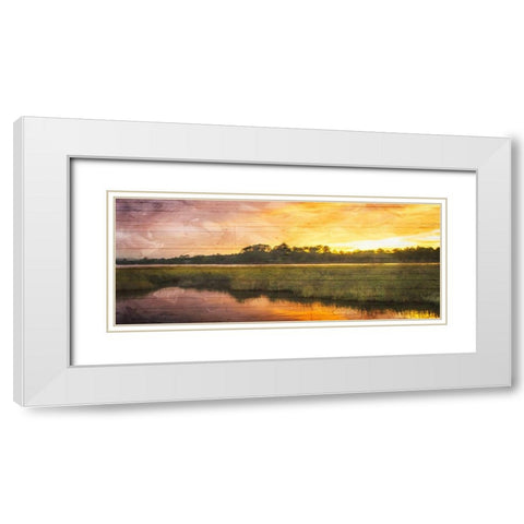 Marsh Sunset White Modern Wood Framed Art Print with Double Matting by Villa, Mlli