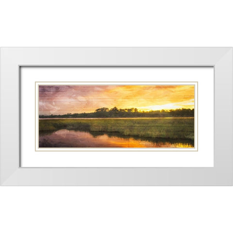 Marsh Sunset White Modern Wood Framed Art Print with Double Matting by Villa, Mlli
