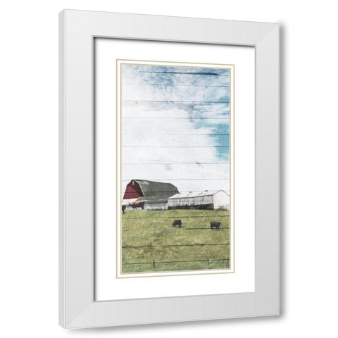 Farm On The Hill Mate White Modern Wood Framed Art Print with Double Matting by Villa, Mlli