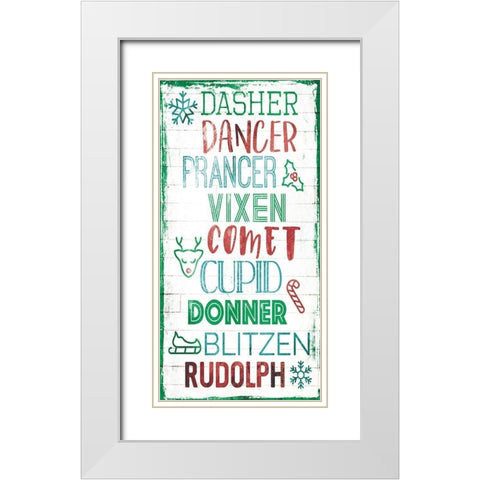 Reindeer Names White Modern Wood Framed Art Print with Double Matting by Villa, Mlli