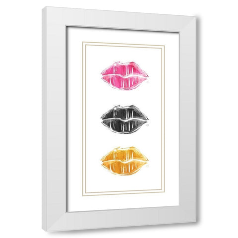 Her Lips White Modern Wood Framed Art Print with Double Matting by Villa, Mlli