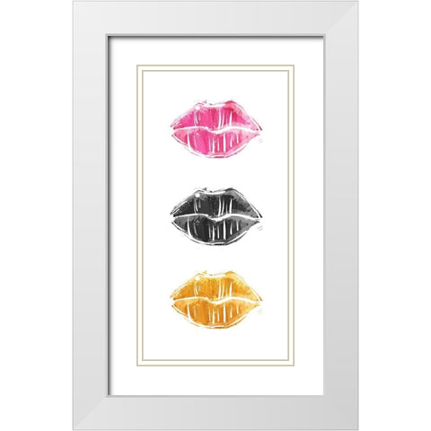 Her Lips White Modern Wood Framed Art Print with Double Matting by Villa, Mlli