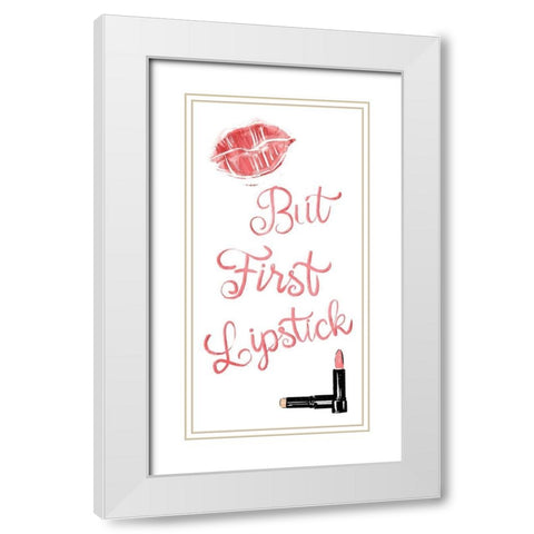 First Lipstick White Modern Wood Framed Art Print with Double Matting by Villa, Mlli