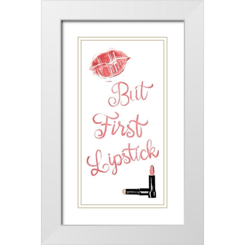 First Lipstick White Modern Wood Framed Art Print with Double Matting by Villa, Mlli